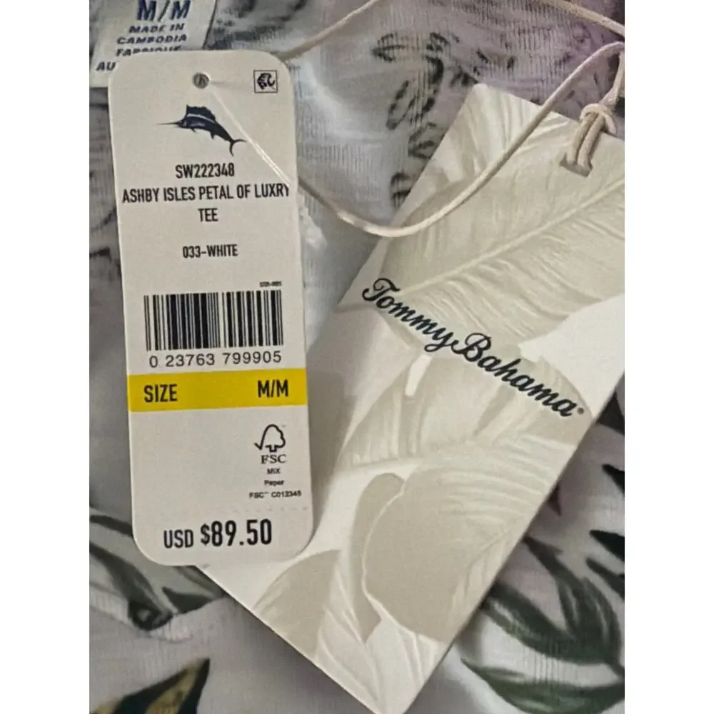 Tommy Bahama Ashby Isles Petal of Luxury T-Shirt White Floral Women's Medium NEW